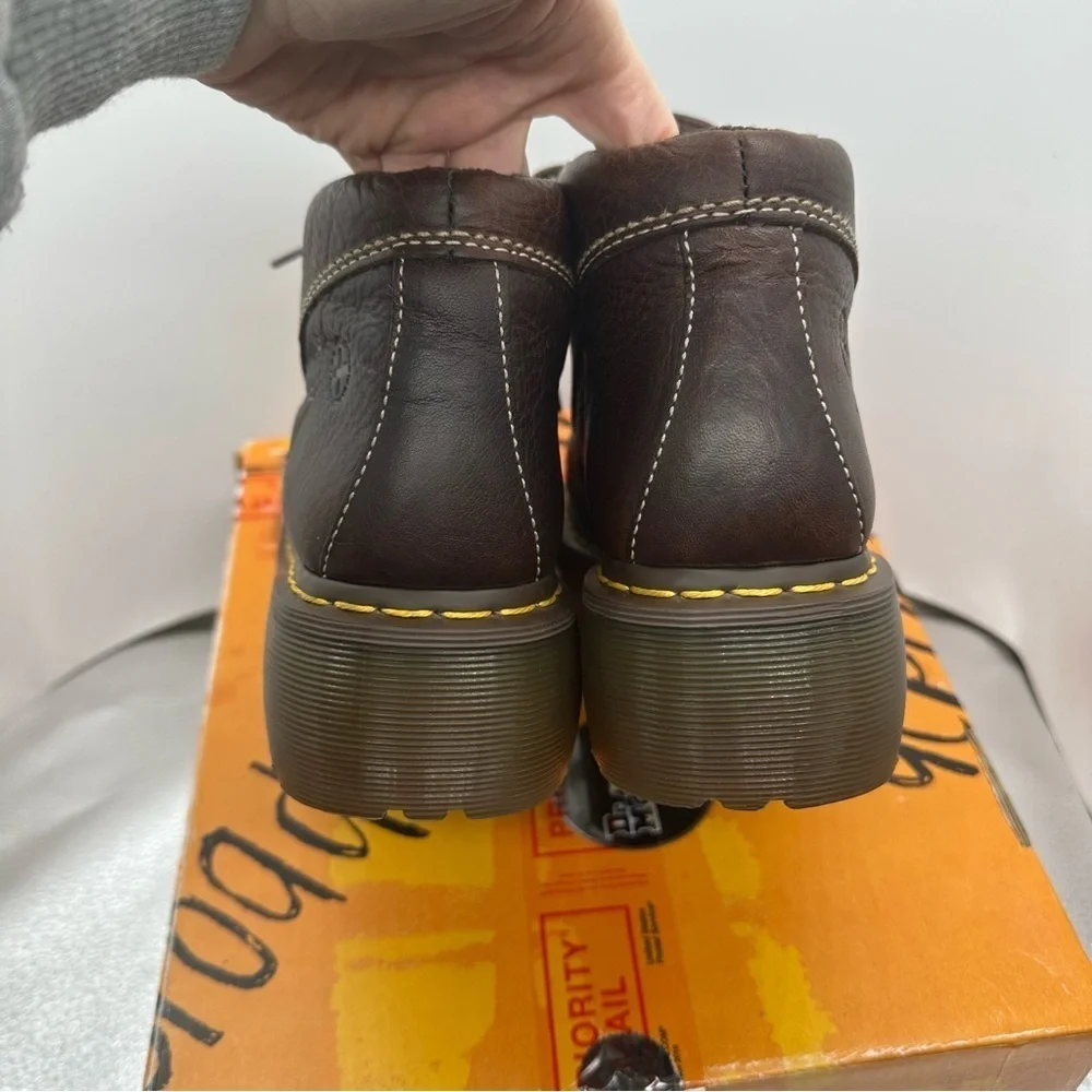 Dr. Martens Flower Vintage Platform Brown Boots W10 - Picture 4 of 8